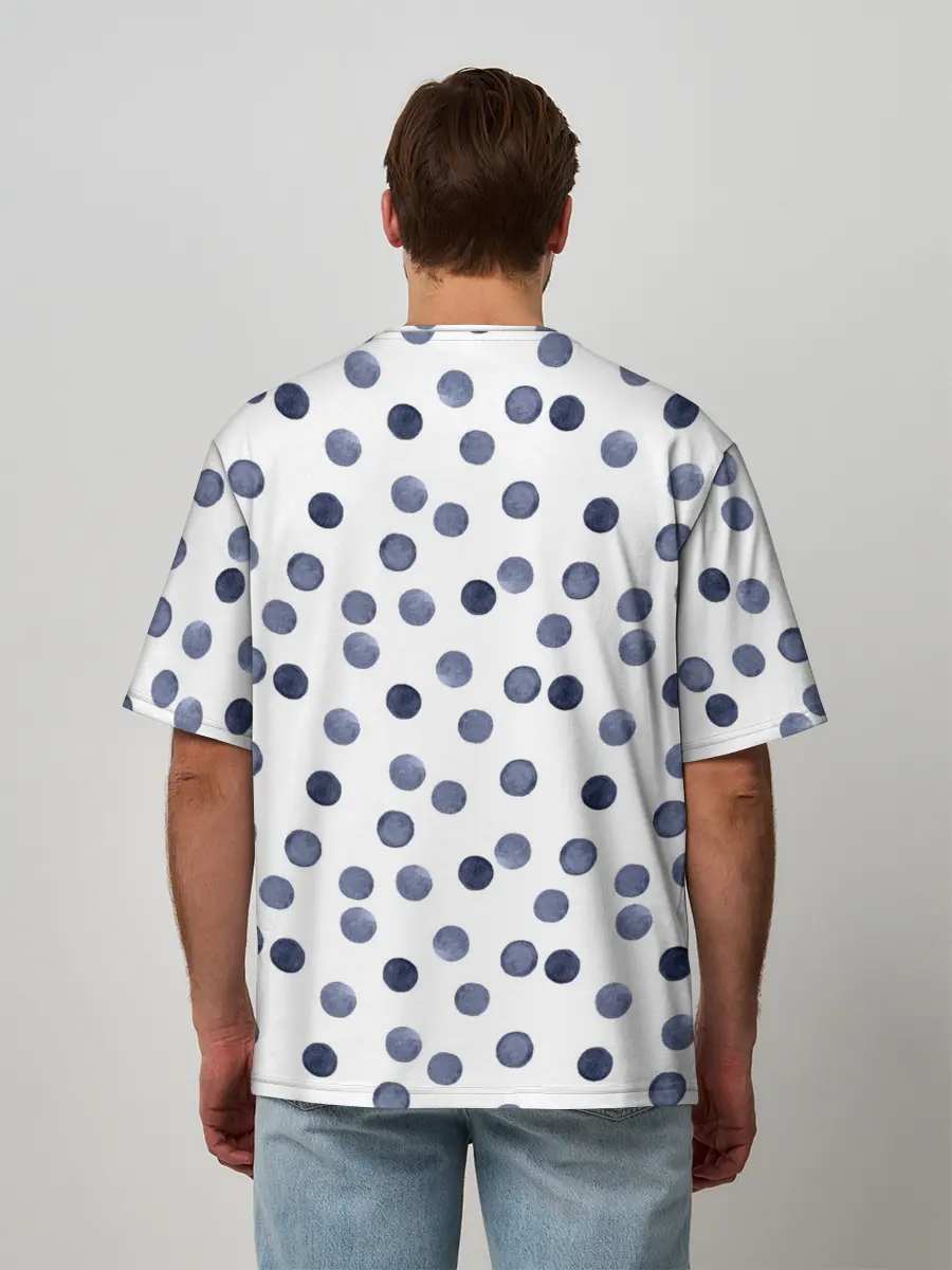 Мужская футболка оверсайз / Акварельный синий горох