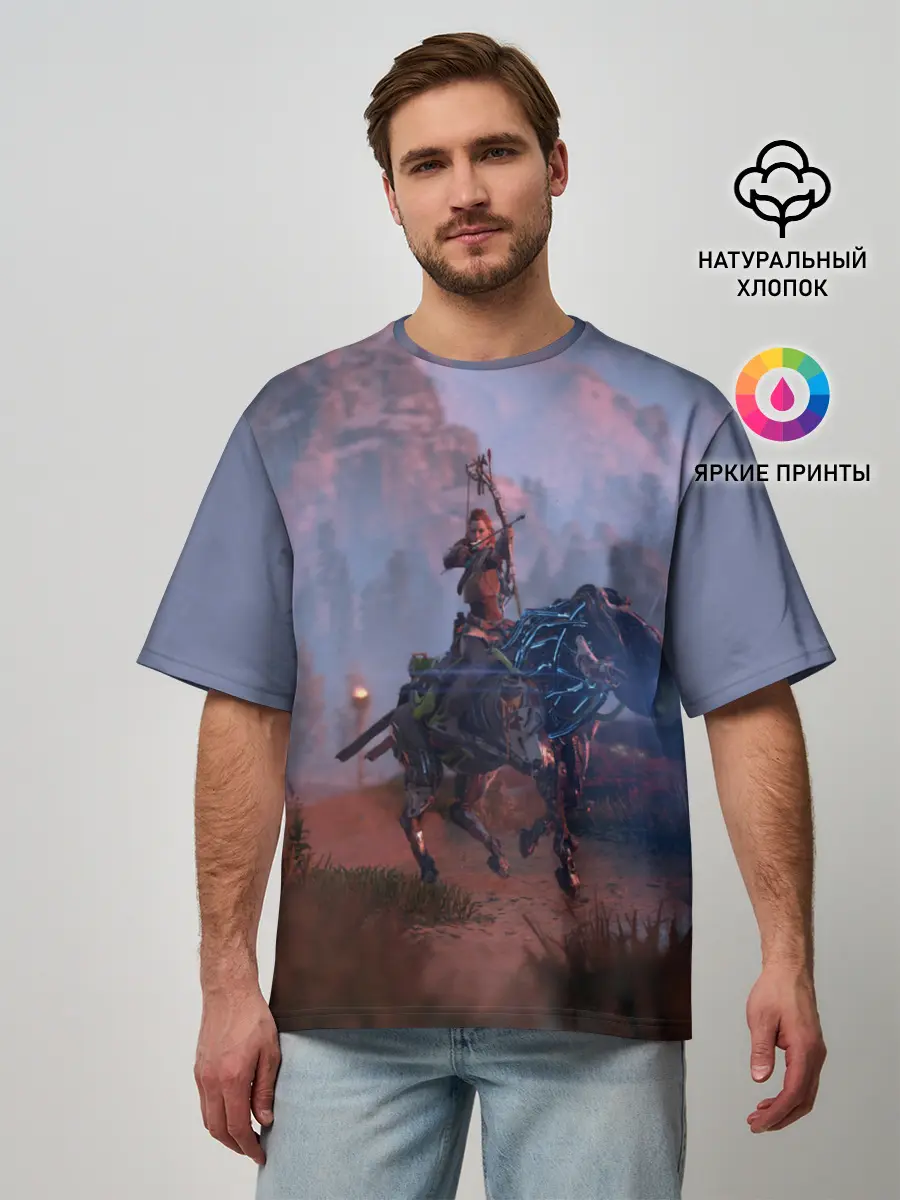 Мужская футболка оверсайз / Horizon Zero Dawn