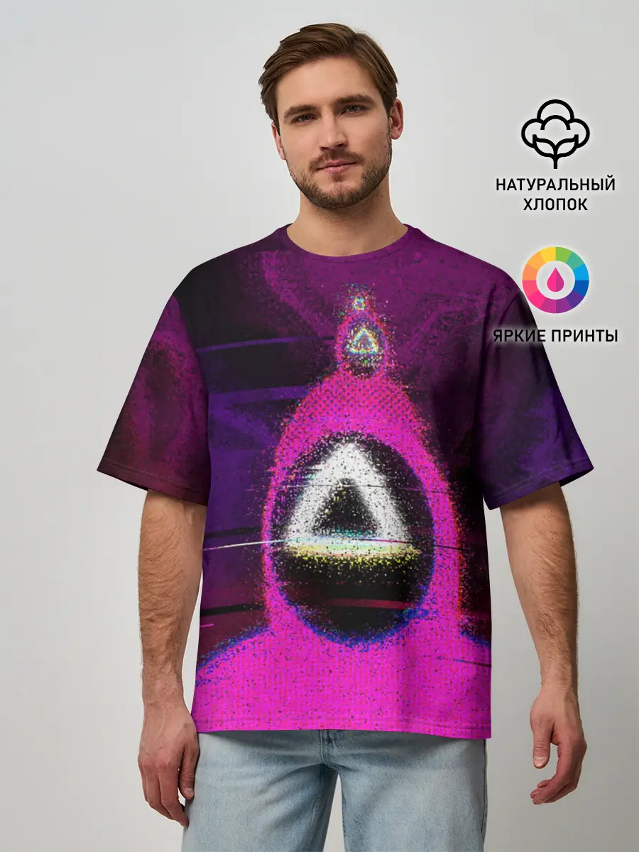 Мужская футболка оверсайз / Squid game glitch