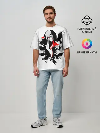 Мужская футболка оверсайз / Человек и вороны аниме