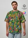 Мужская футболка оверсайз / Тибетский коллаж