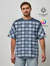 Мужская футболка оверсайз / Синий узор в клетку