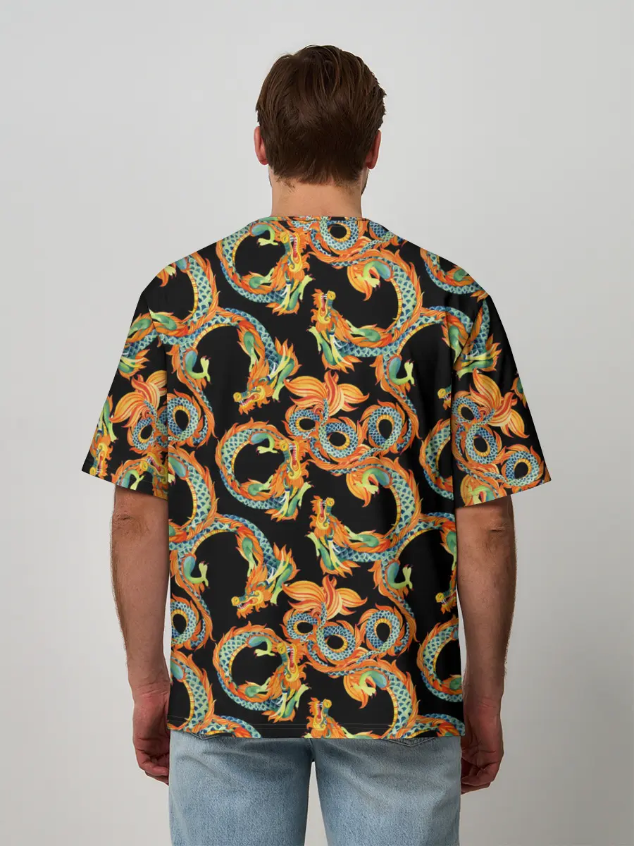 Мужская футболка оверсайз / Драконы