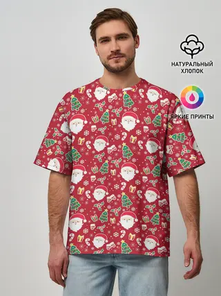 Мужская футболка оверсайз / Дед Мороз