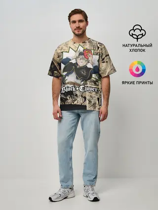 Мужская футболка оверсайз / Черный Клевер