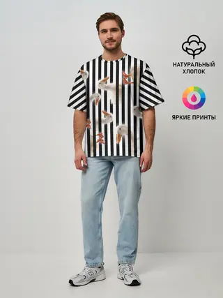 Мужская футболка оверсайз / Гуси