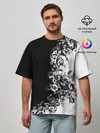 Мужская футболка оверсайз / Черно-белый узор.