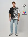 Мужская футболка оверсайз / Черно-белый узор.