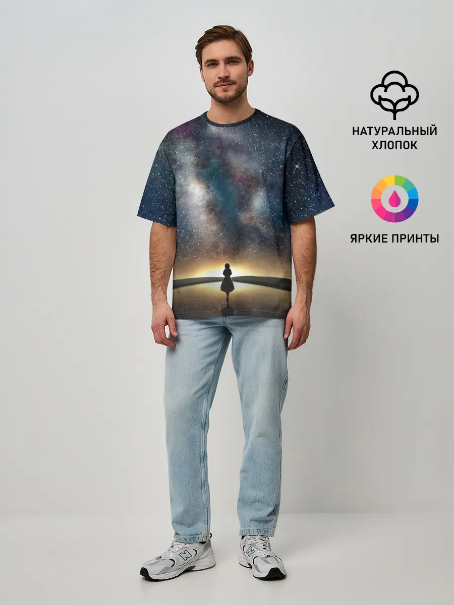 Мужская футболка оверсайз / VIOLET EVERGARDEN. Космос