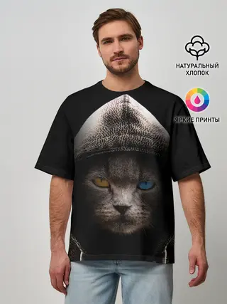Мужская футболка оверсайз / Уличный кот
