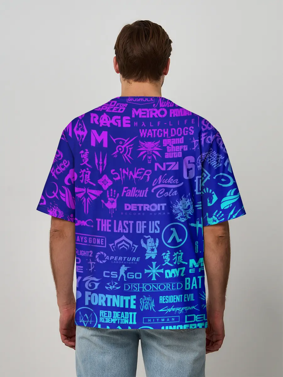 Мужская футболка оверсайз / ЛОГОТИПЫ ИГР