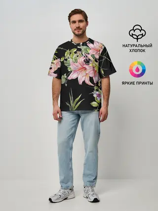 Мужская футболка оверсайз / Букет лилий