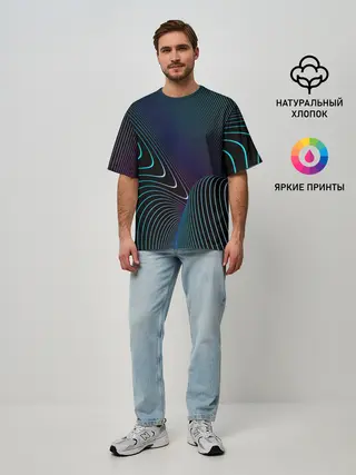 Мужская футболка оверсайз / НЕОН STRIPES