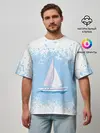 Мужская футболка оверсайз / ОДИНОКАЯ ЛОДКА | SAILBOAT