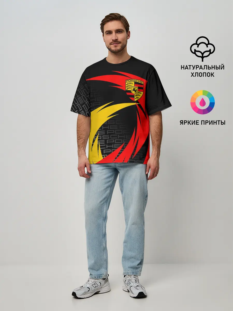 Мужская футболка оверсайз / PORSCHE / ПОРШ / СПОРТ