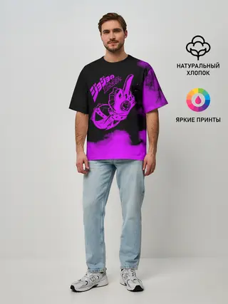Мужская футболка оверсайз / Джоджо fuck фиолетовый