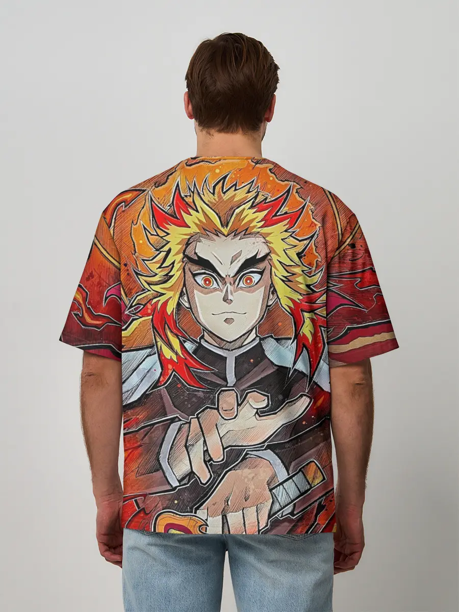 Мужская футболка оверсайз / Ренгоку Клинок демонов