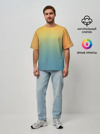Мужская футболка оверсайз / Мягкий летний градиент