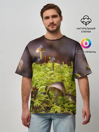 Мужская футболка оверсайз / Мох