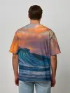 Мужская футболка оверсайз / Закат над волной