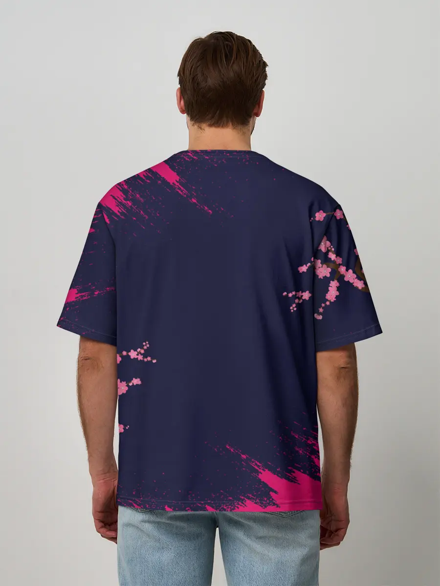 Мужская футболка оверсайз / ДЕВУШКА В КИМОНО И ПТИЦАМИ