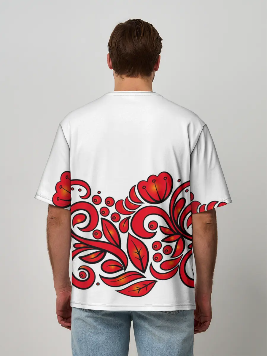 Мужская футболка оверсайз / ХОХЛОМА