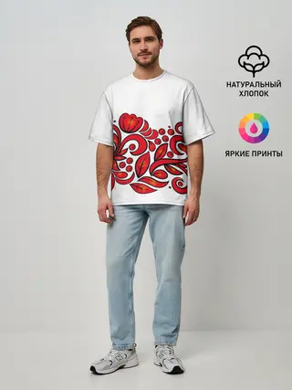 Мужская футболка оверсайз / ХОХЛОМА