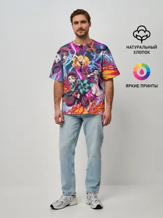 Мужская футболка оверсайз / КЛИНОК РАССЕКАЮЩИЙ ДЕМОНОВ