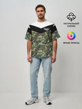 Мужская футболка оверсайз / Россия камуфляж