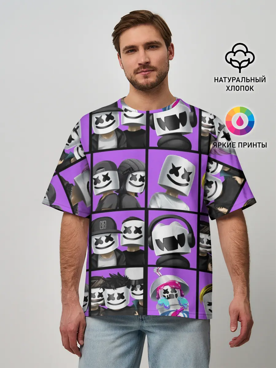 Мужская футболка оверсайз / Marshmello Style