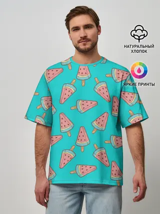 Мужская футболка оверсайз / Ice cream Watermelon