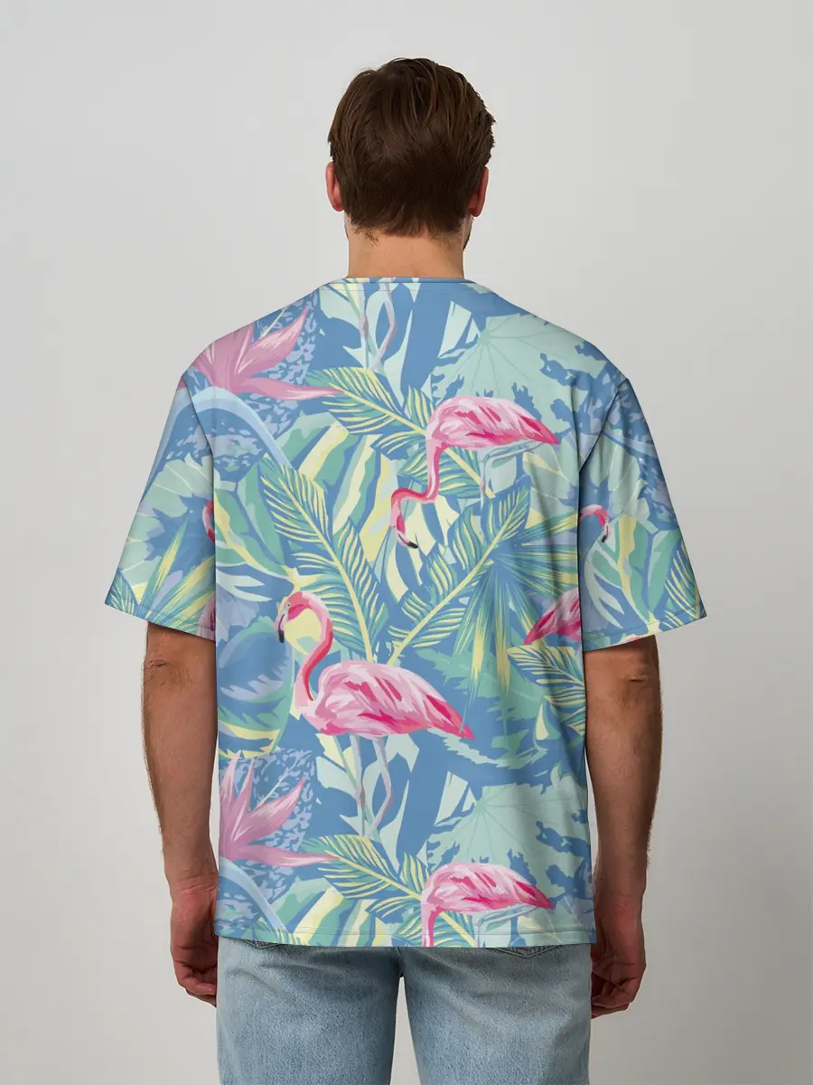 Мужская футболка оверсайз / фламинго