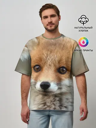 Мужская футболка оверсайз / Миленький лисенок