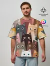 Мужская футболка оверсайз / Котики мультяшные