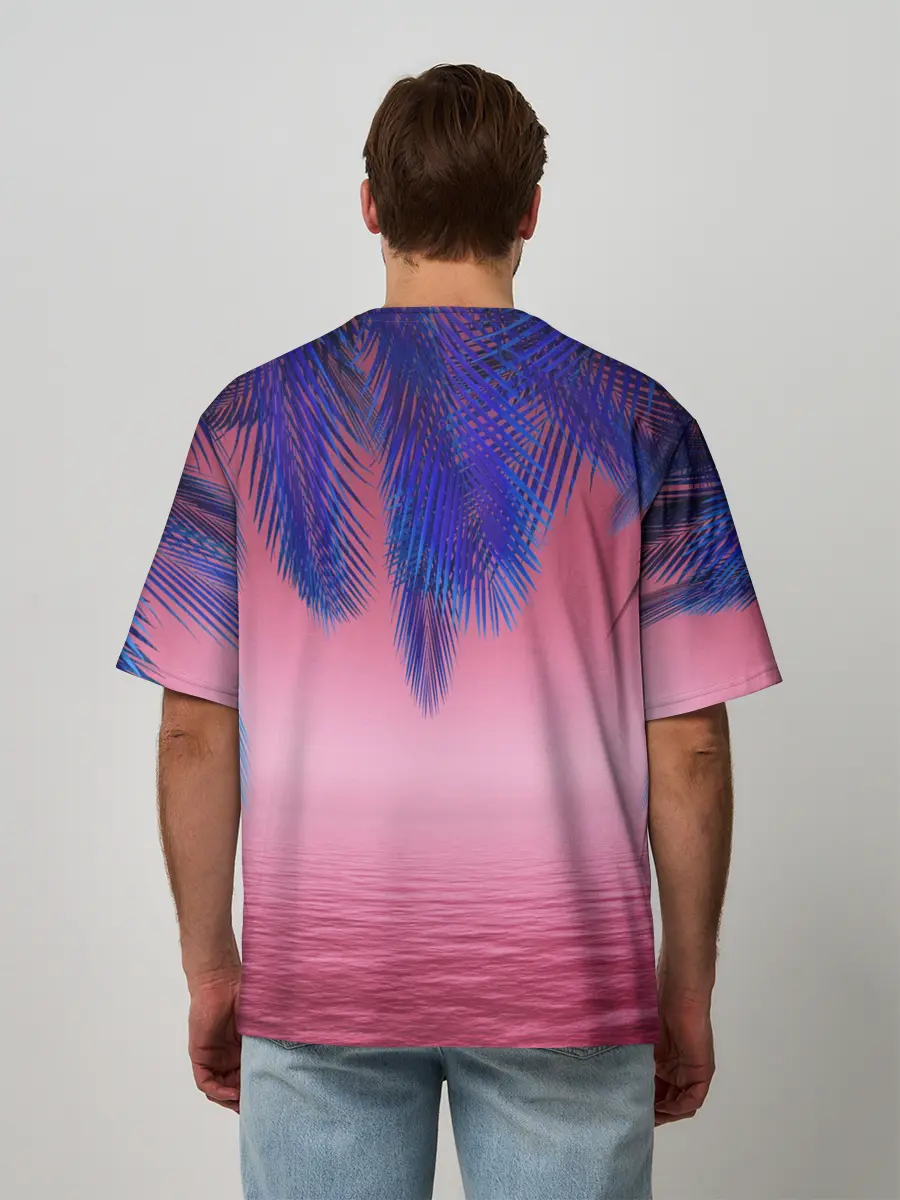 Мужская футболка оверсайз / Неоновые Тропики