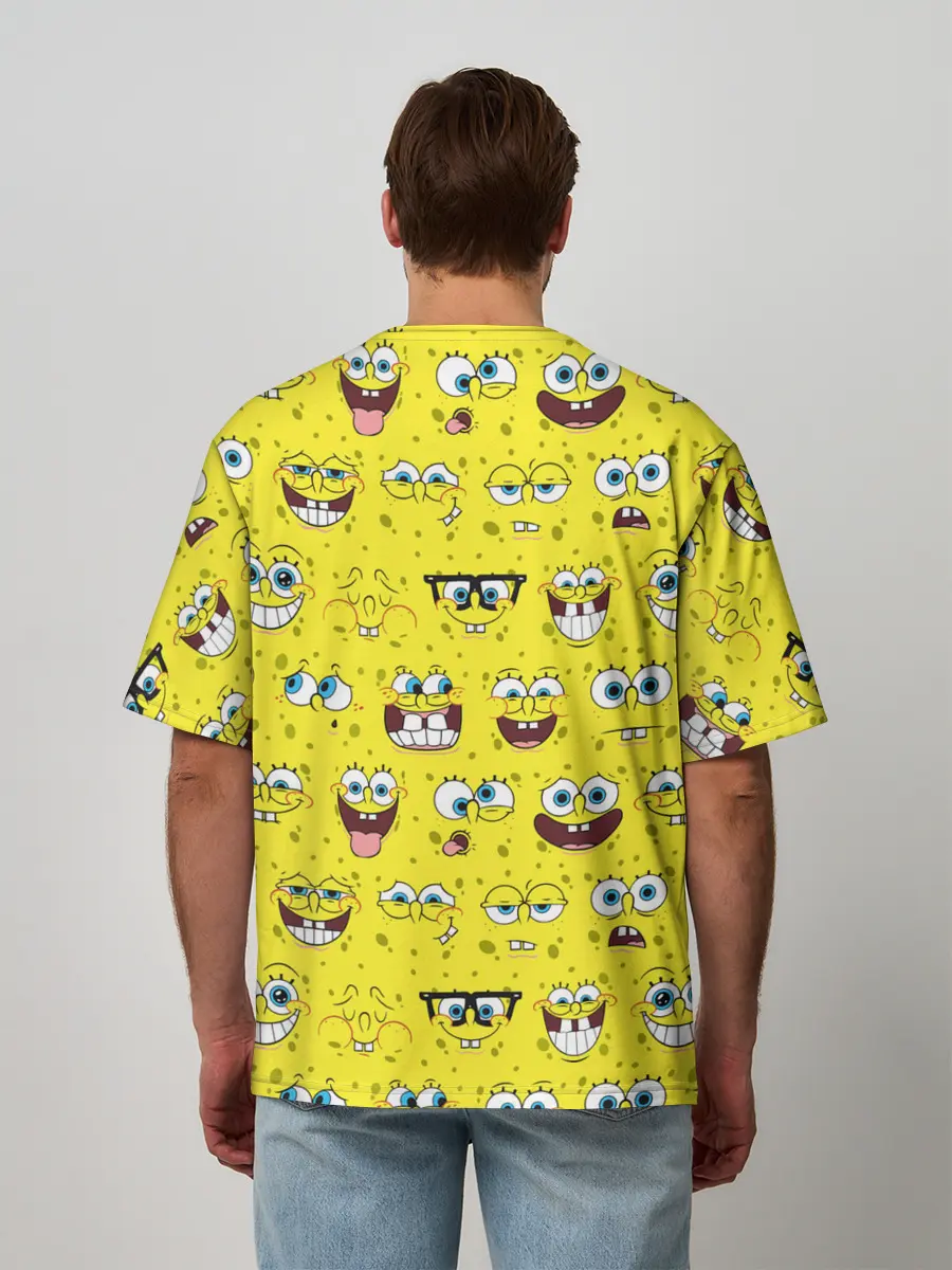 Мужская футболка оверсайз / Губка Боб паттерн