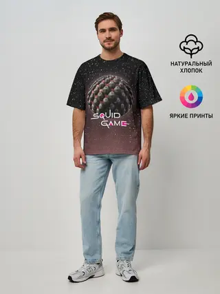 Мужская футболка оверсайз / ПЛАНЕТА ИГР | ИГРА В КАЛЬМАРА