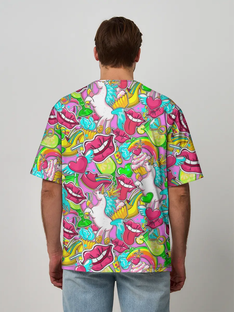 Мужская футболка оверсайз / Губы фреш