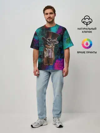 Мужская футболка оверсайз / Сказочный Котик