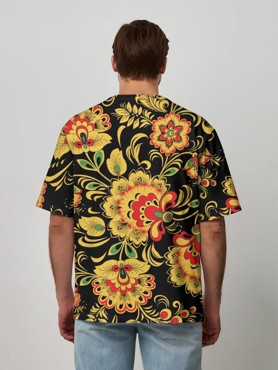 Мужская футболка оверсайз / Хохлома