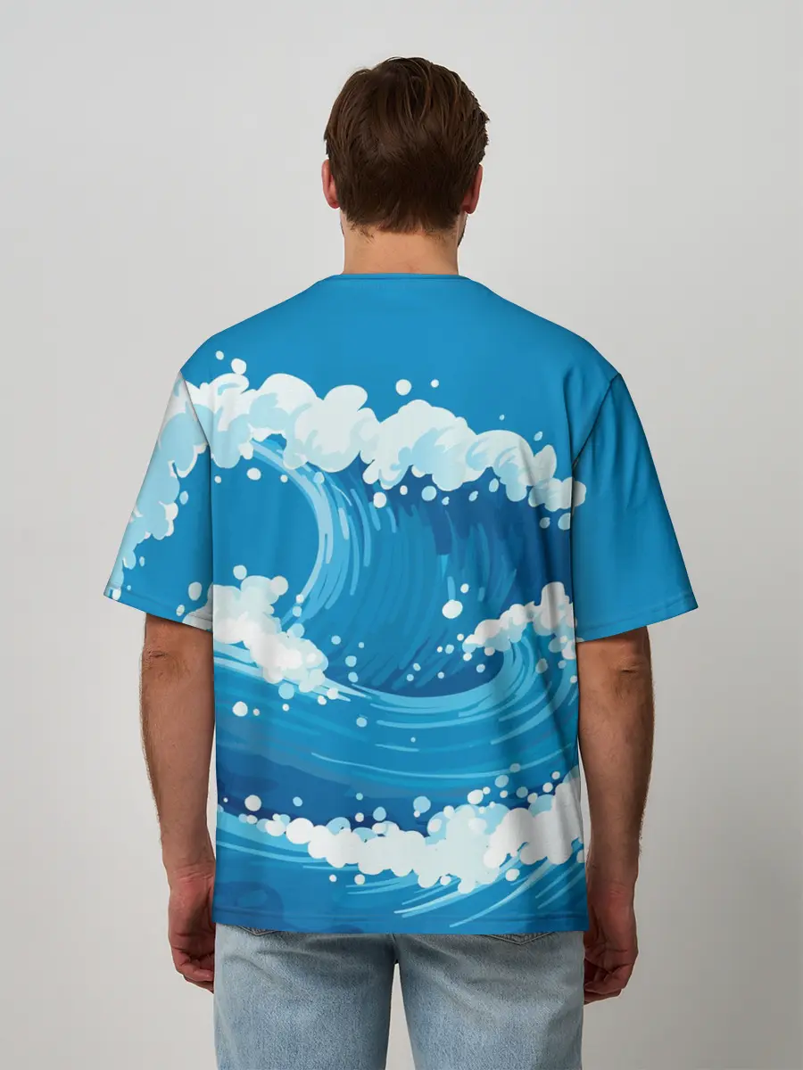 Мужская футболка оверсайз / Волны