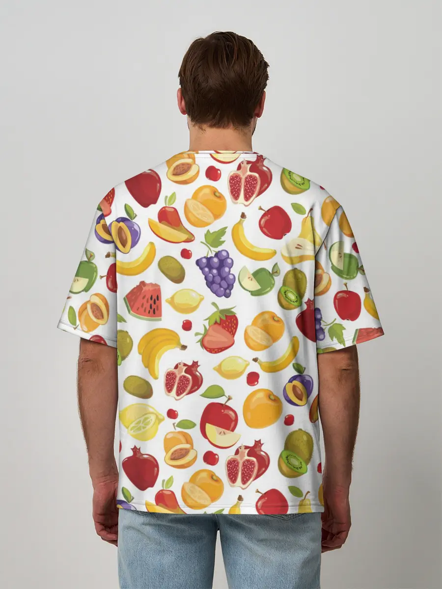 Мужская футболка оверсайз / Фрукты