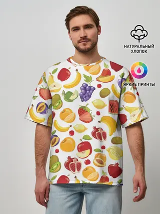 Мужская футболка оверсайз / Фрукты