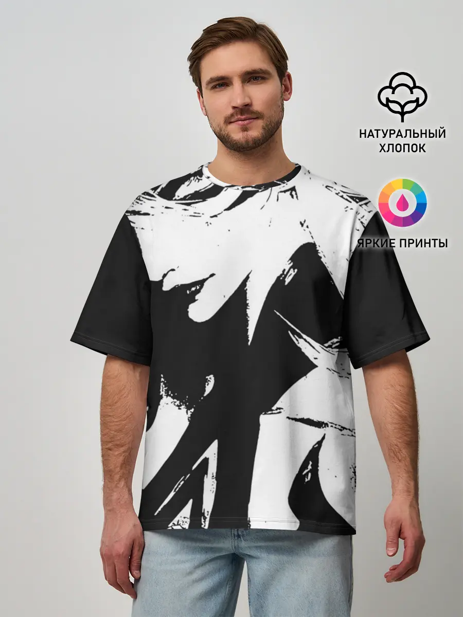 Мужская футболка оверсайз / Темная космическая Люкс