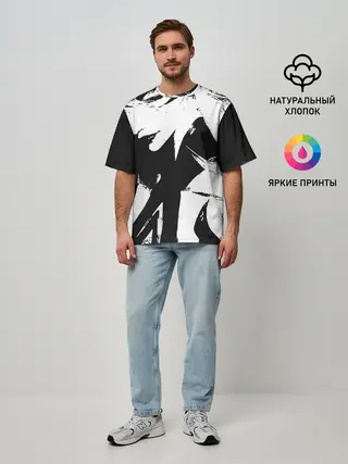 Мужская футболка оверсайз / Темная космическая Люкс