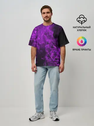 Мужская футболка оверсайз / Violet Fire