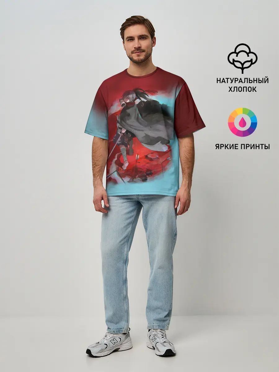 Мужская футболка оверсайз / ХЯККИМАРУ | ДОРОРО | DORORO