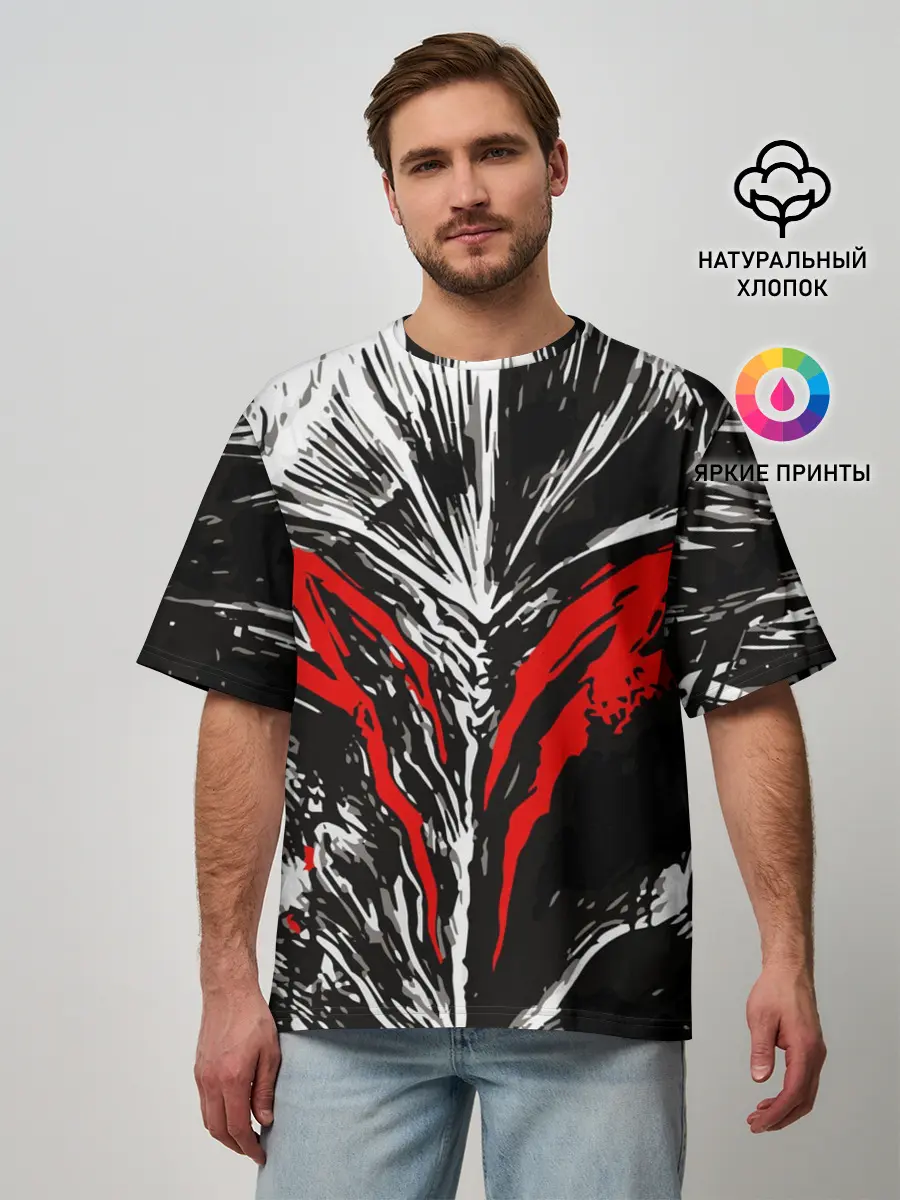 Мужская футболка оверсайз / BERSERK mask