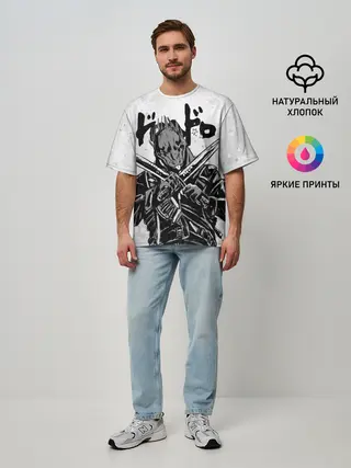 Мужская футболка оверсайз / Кайман с мечами Дорохедоро