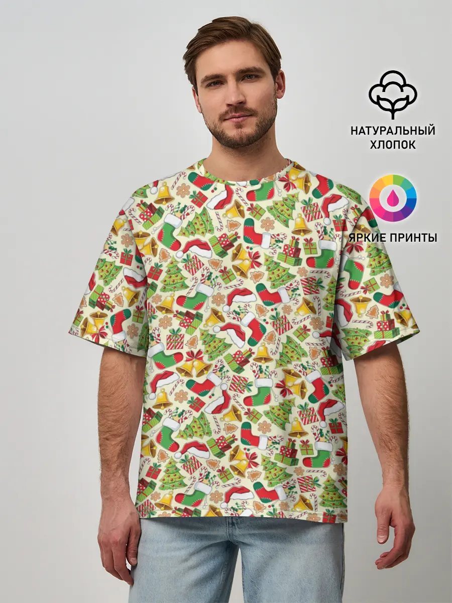 Мужская футболка оверсайз / Merry Christmas